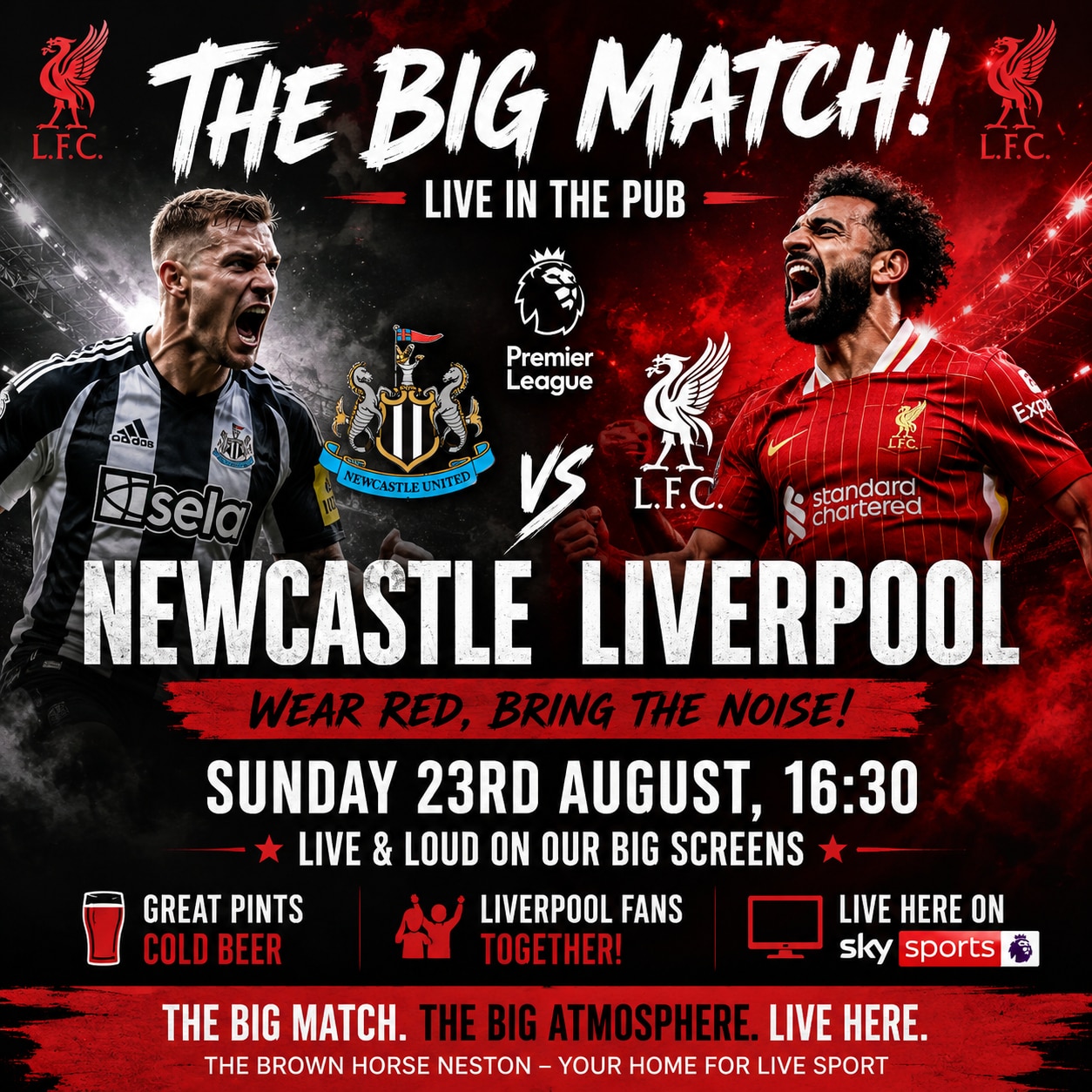 🔴⚽ Matchday at The Brown Horse Neston! ⚫⚪