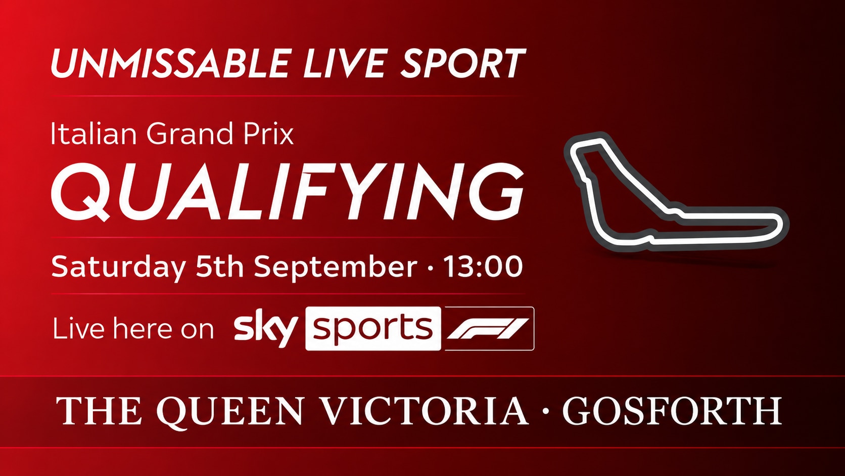Italian Grand Prix Qualifying – Live at The Queen Victoria
