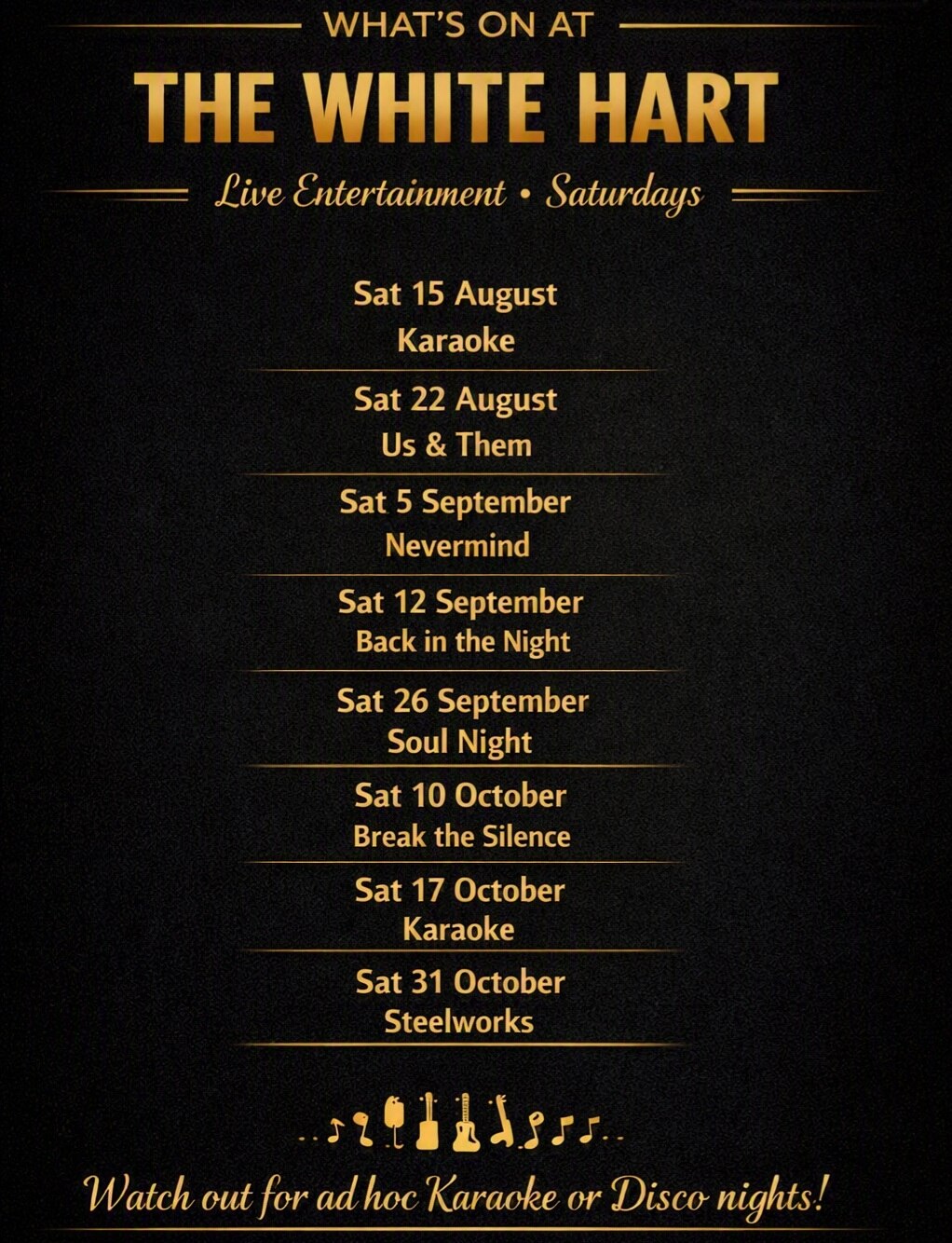Whats on at The White Hart