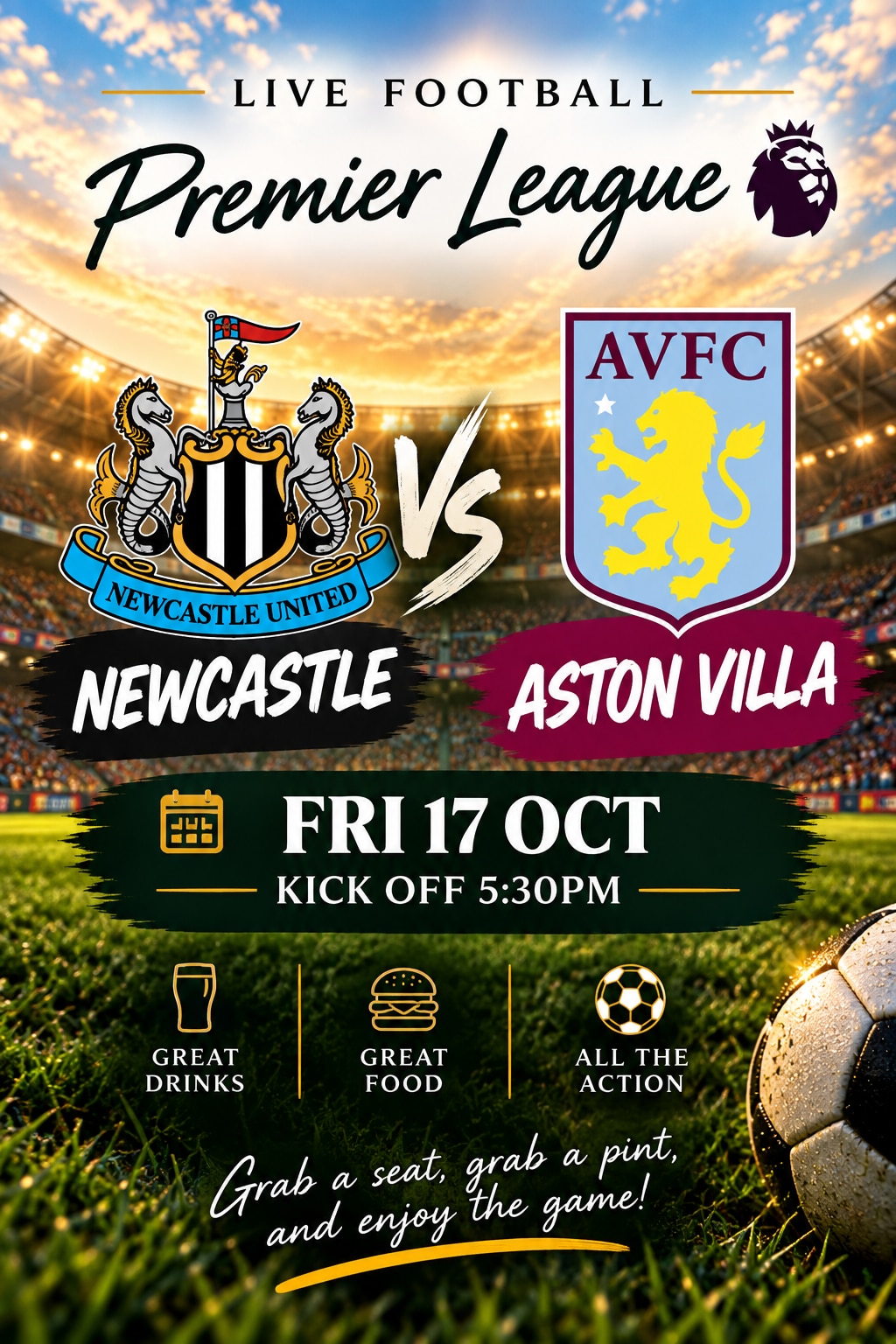 VILLA VS NEWCASTLE 17 OCT 17:30