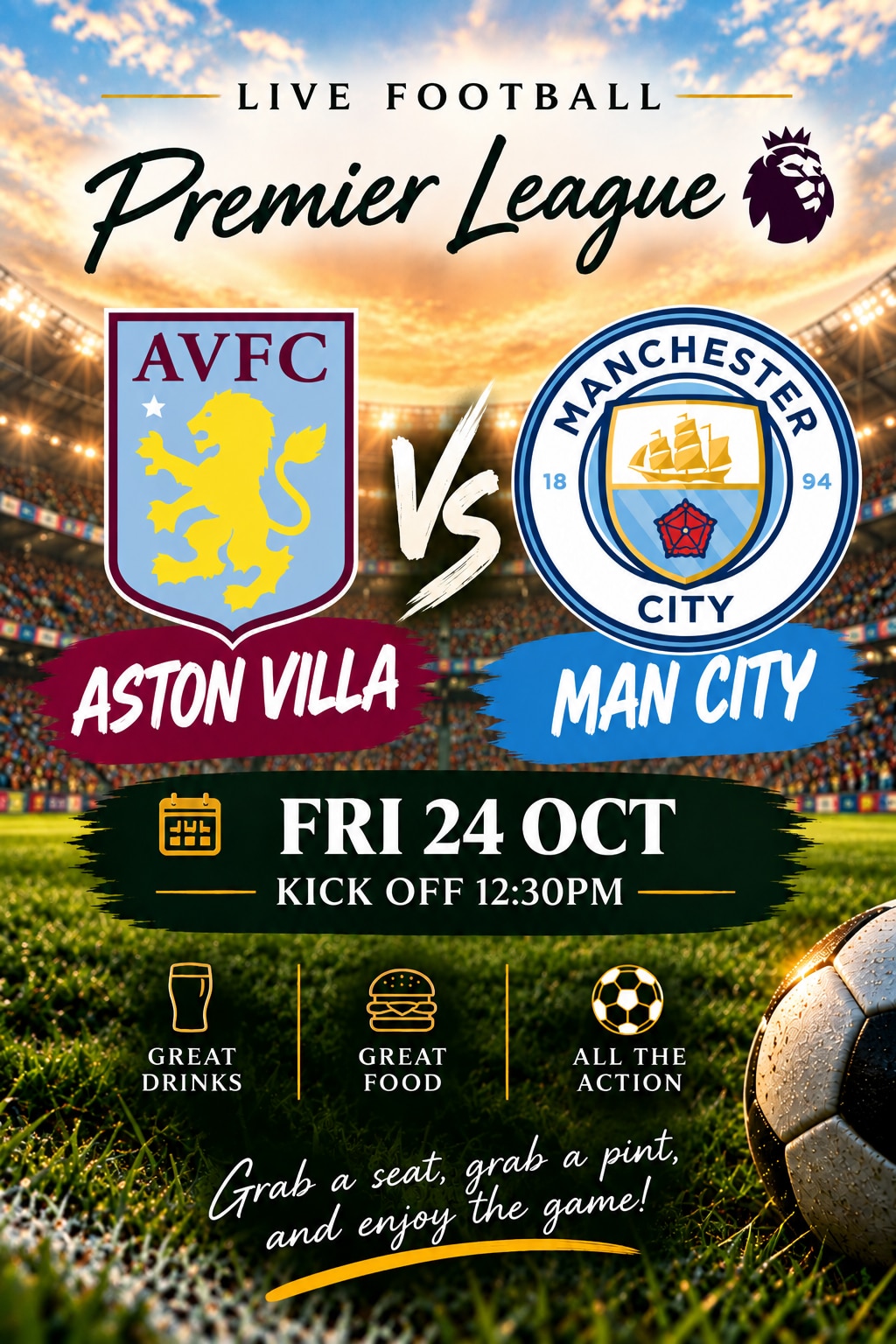 VILLA VS MAN CITY 25 OCT 12:30