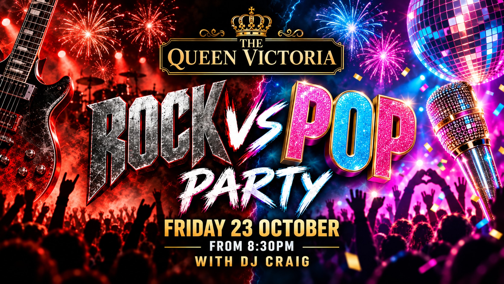 Rock vs Pop Party – Friday 23 October