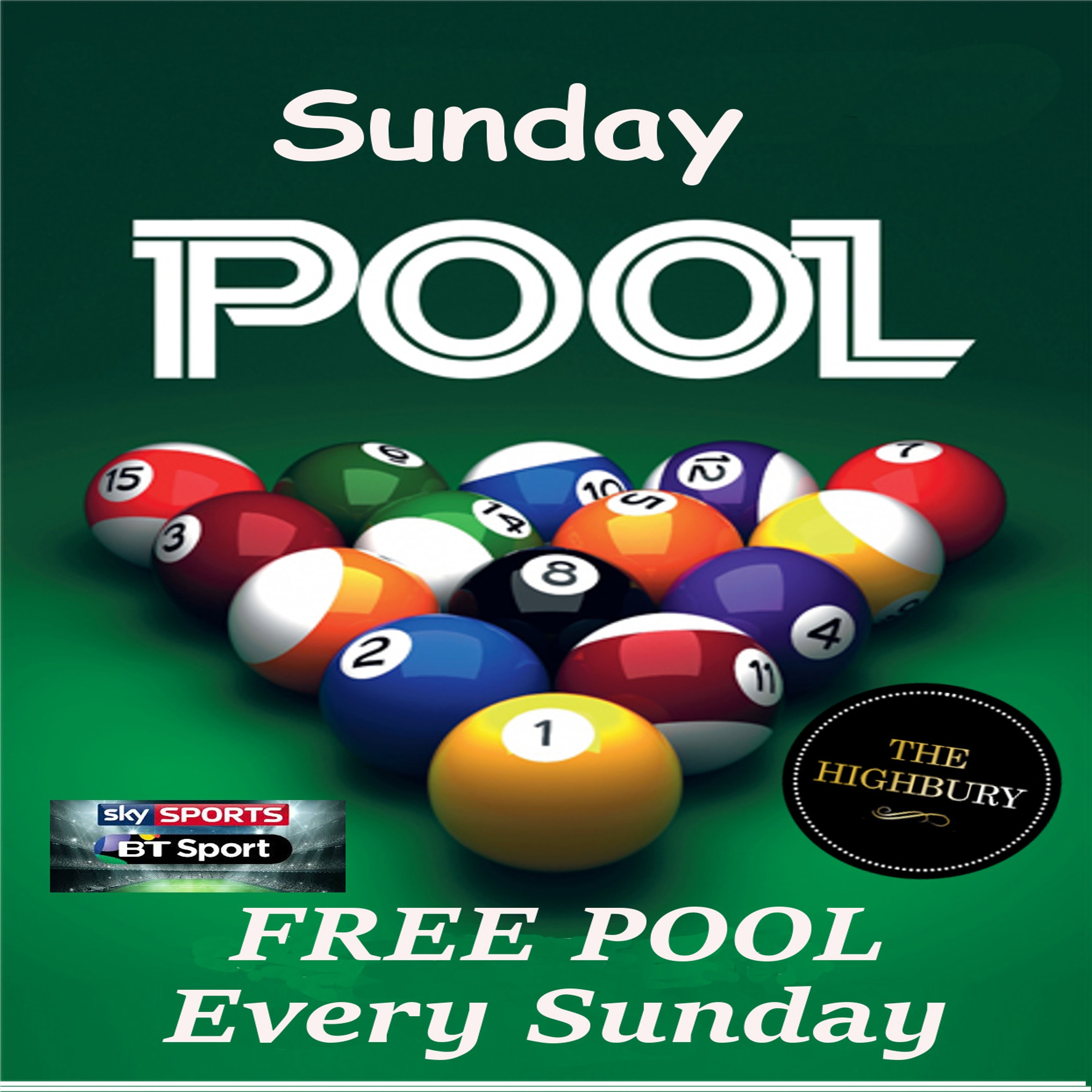 Free Pool on Sundays!