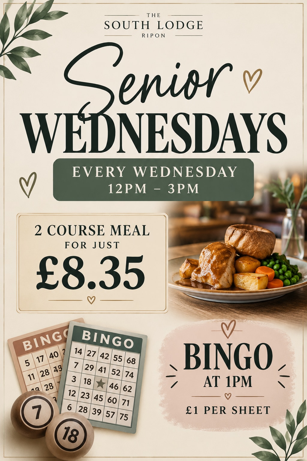 Senior wednesdays with bingo at 1pm