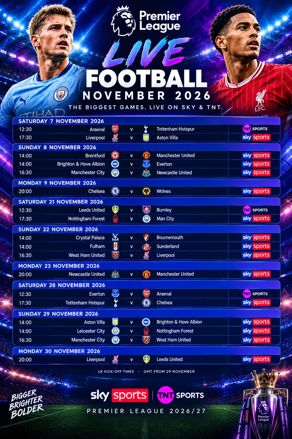 November Football Fixtures